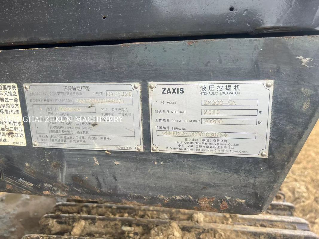 2020 هیتاچی ZX220-5A Excavator 6541hrs حداکثر ارتفاع حفاری 630 میلی متر حداکثر عمق حفاری 670 میلی متر برای کارهای سنگین